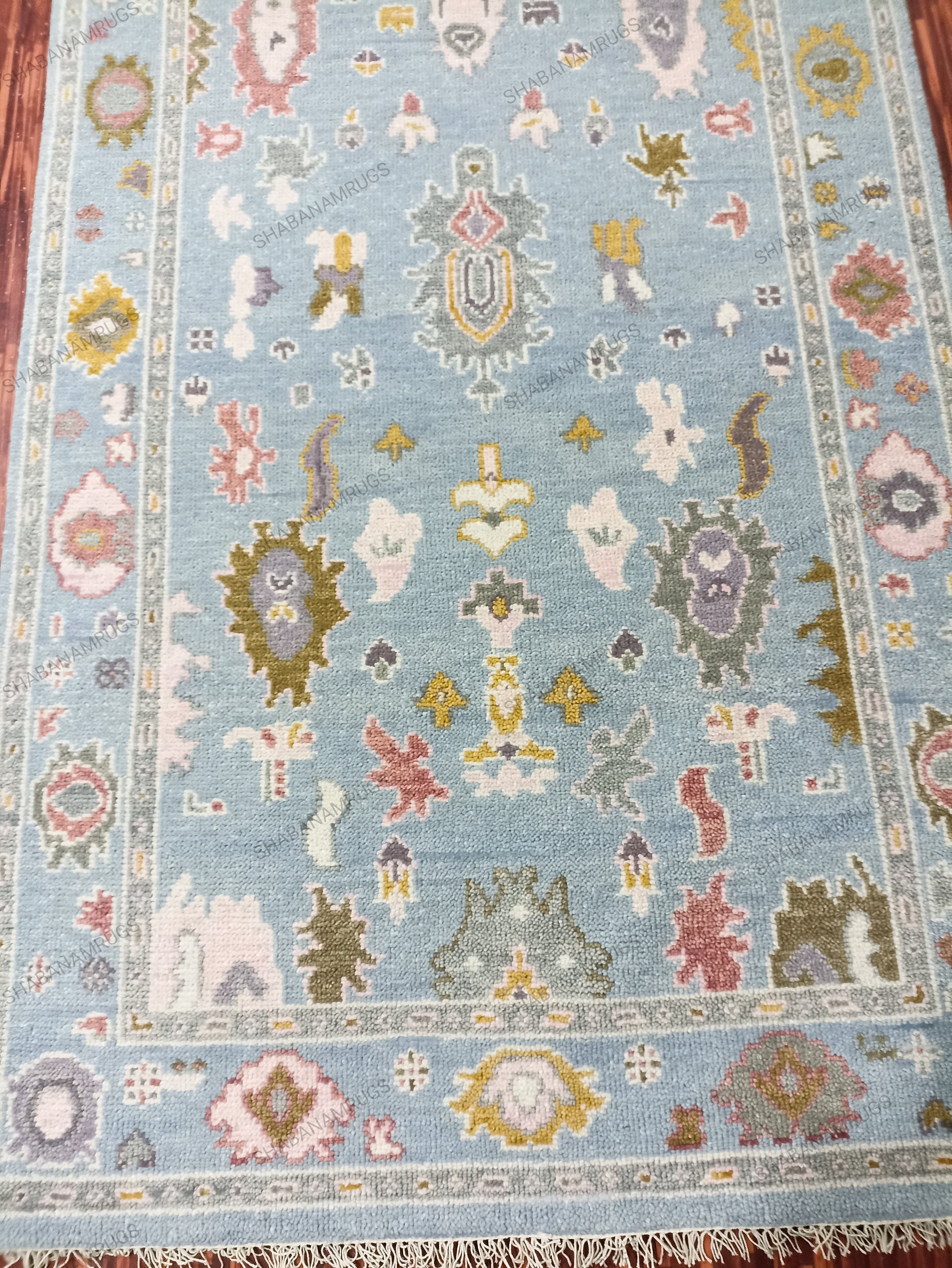 Persian Oushak Rug 10x14 Living Room Navy Bluebmodwrn Turkish