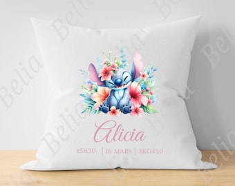 Stitch cushion personalized birth or first name. Gift