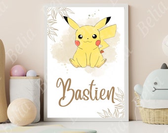Pikachu personalized first name poster.