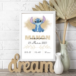 Personalized Stitch birth poster.