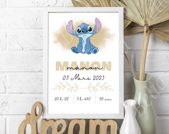 Personalized Stitch birth poster.