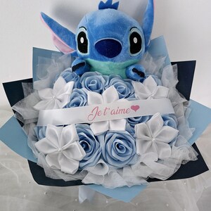 Blumenstrauß aus ewiger Rose und Satin Plumetis, personalisierbar, groß. Valentinstag Geschenk Paar Jahrestag