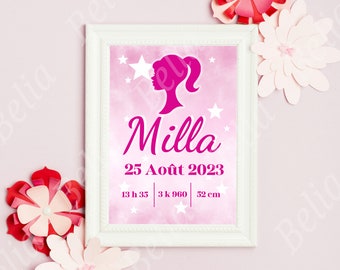 Affiche de naissance Barbie