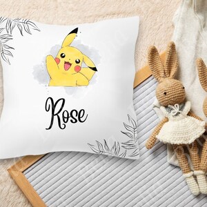 Pikachu cushion personalized birth or first name Modèle 1 NOIR