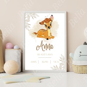 Personalized Bambi Panpan birth poster.