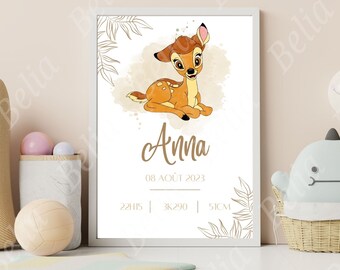 Personalized Bambi Panpan birth poster.