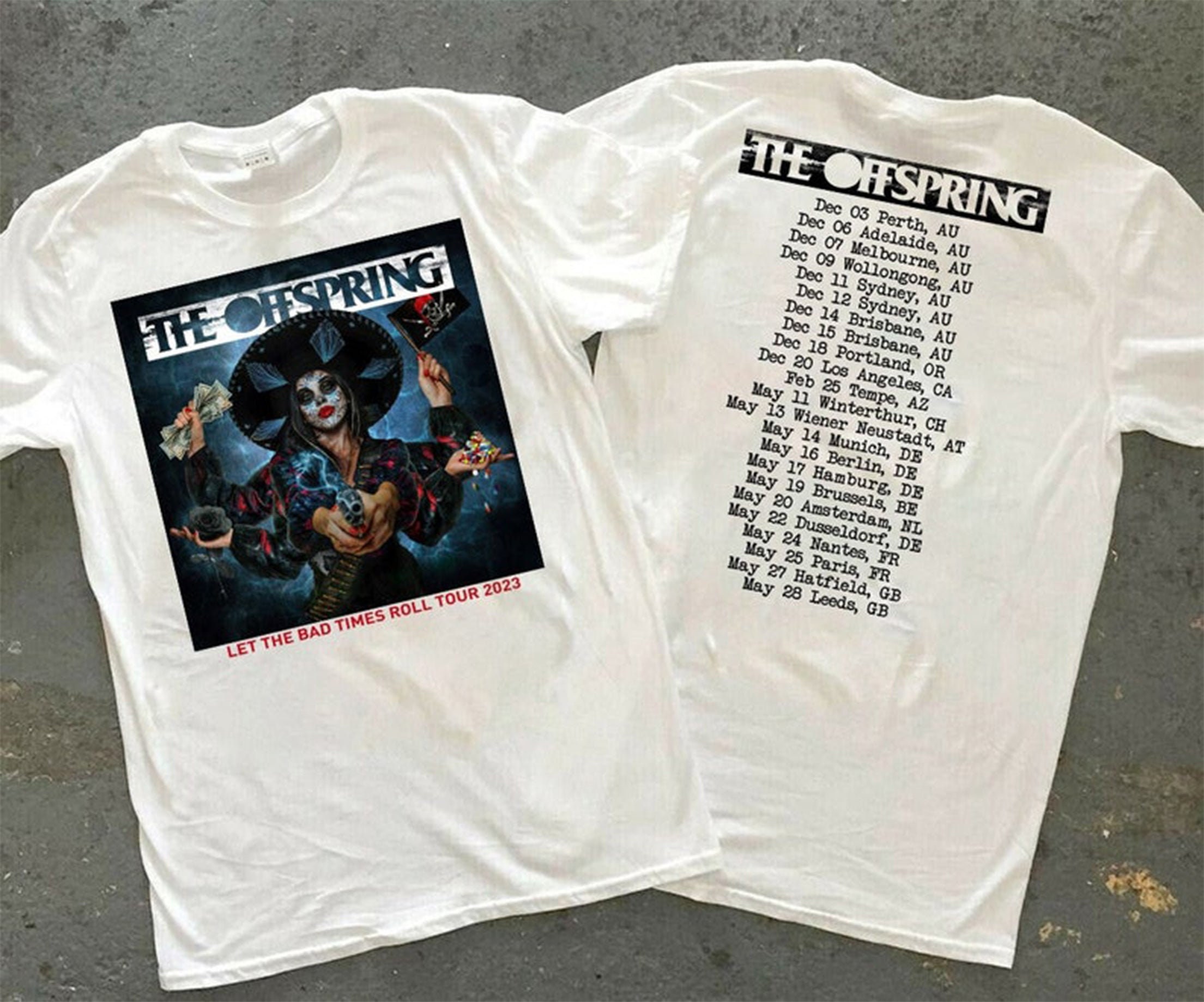 Discover The Offspring Let The Bad Times Roll Tour 2022 - 2023 zweiseitiges T-Shirt