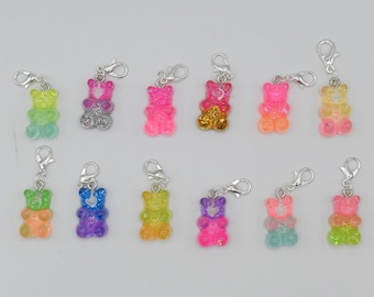 Stitch markers "Bear transparent colorful", set of 5 with carabiner