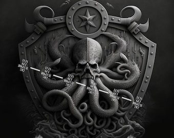 Nautical Themed Design including Kraken Skull 2