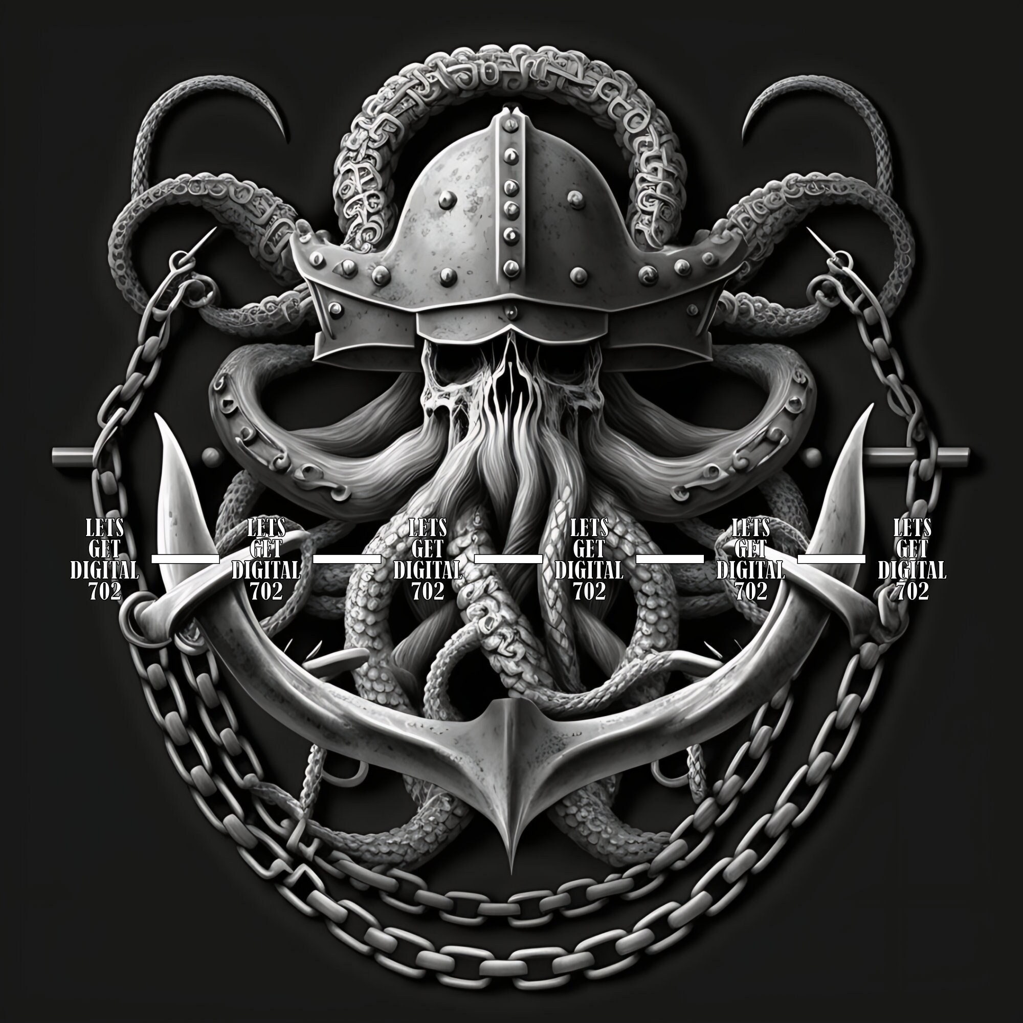 Nautical themed design including the Kraken's skull