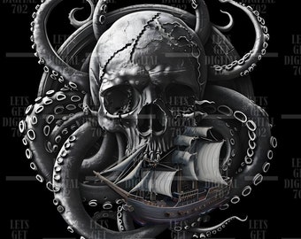 Nautical Skull and Ship