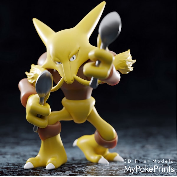 Alakazam Psychic Pokemon Figurine Decoration Hand Painted Nintendo Gaming
