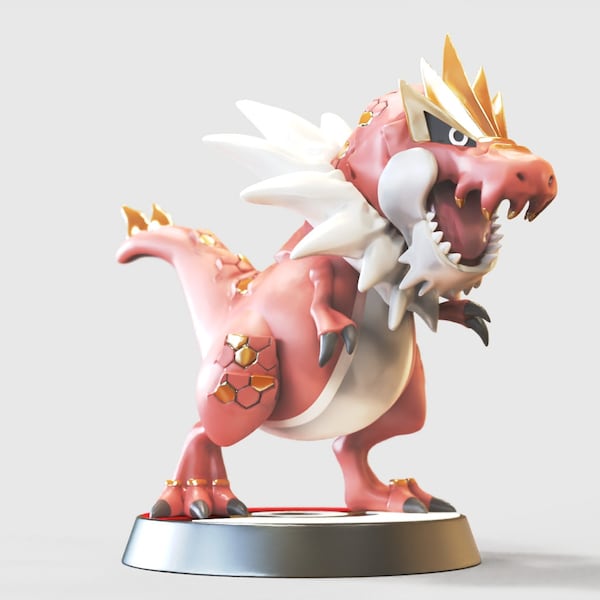 Figurine Pokémon dragon tyrannique peinte à la main, décoration de jeu Nintendo imprimée en 3D