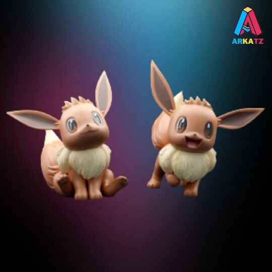 Eevee Pre Evolution Pokemon Figurine Hand Painted Nintendo Gaming Decor ...