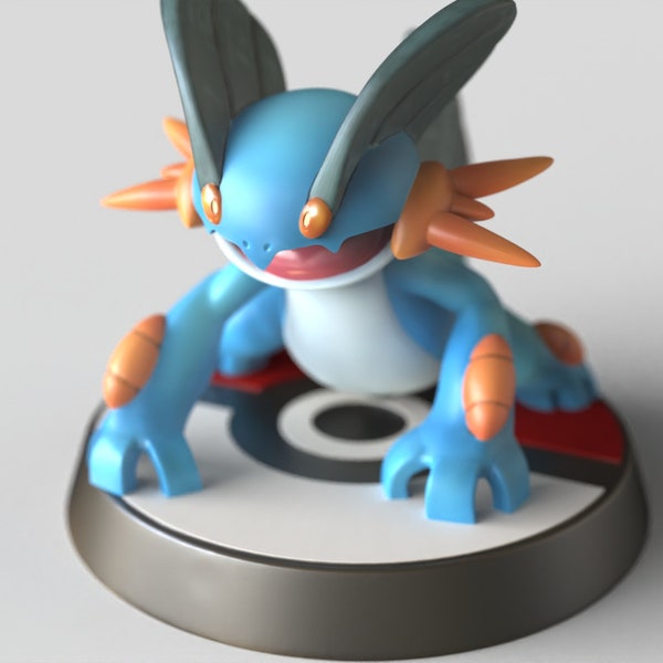 Swampert Water Pokemon Statue Figure Hand Painted Nintendo Gaming Decor