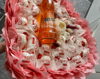 Heart Raffaello Aperol Spritz Heart Bouquet Gift for Mother's Day Bouquet Edible Flower Bouquet Dried Flowers