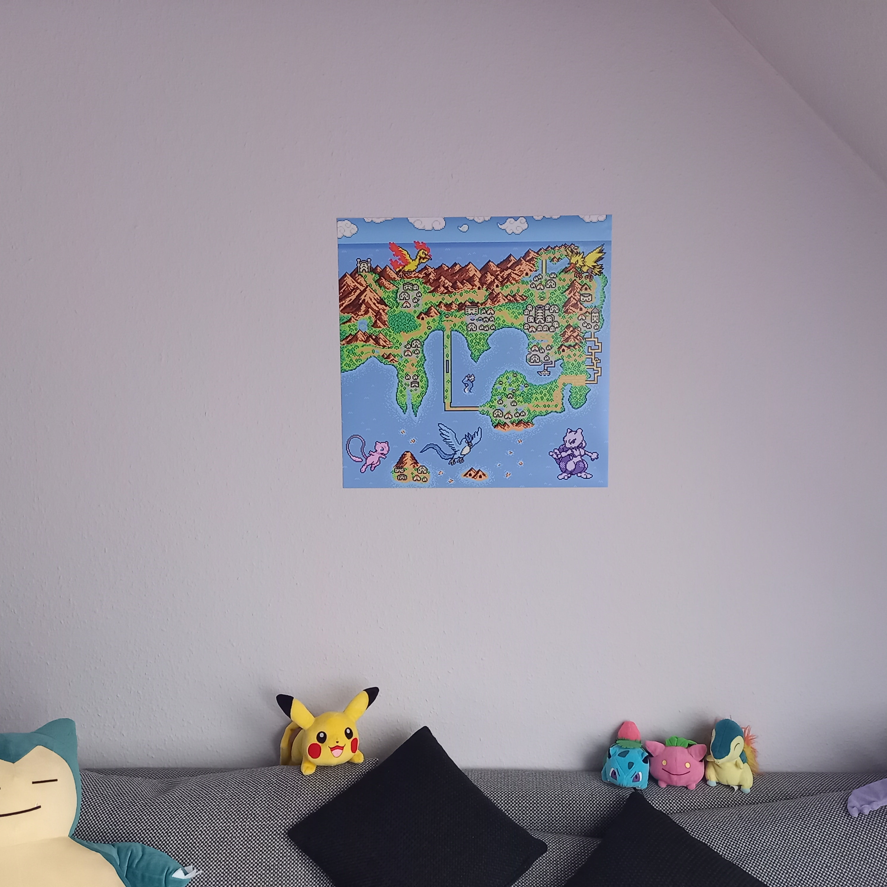 Poster Pokemon Kanto Map Print Pixel Art Wall Art Decoration Mew