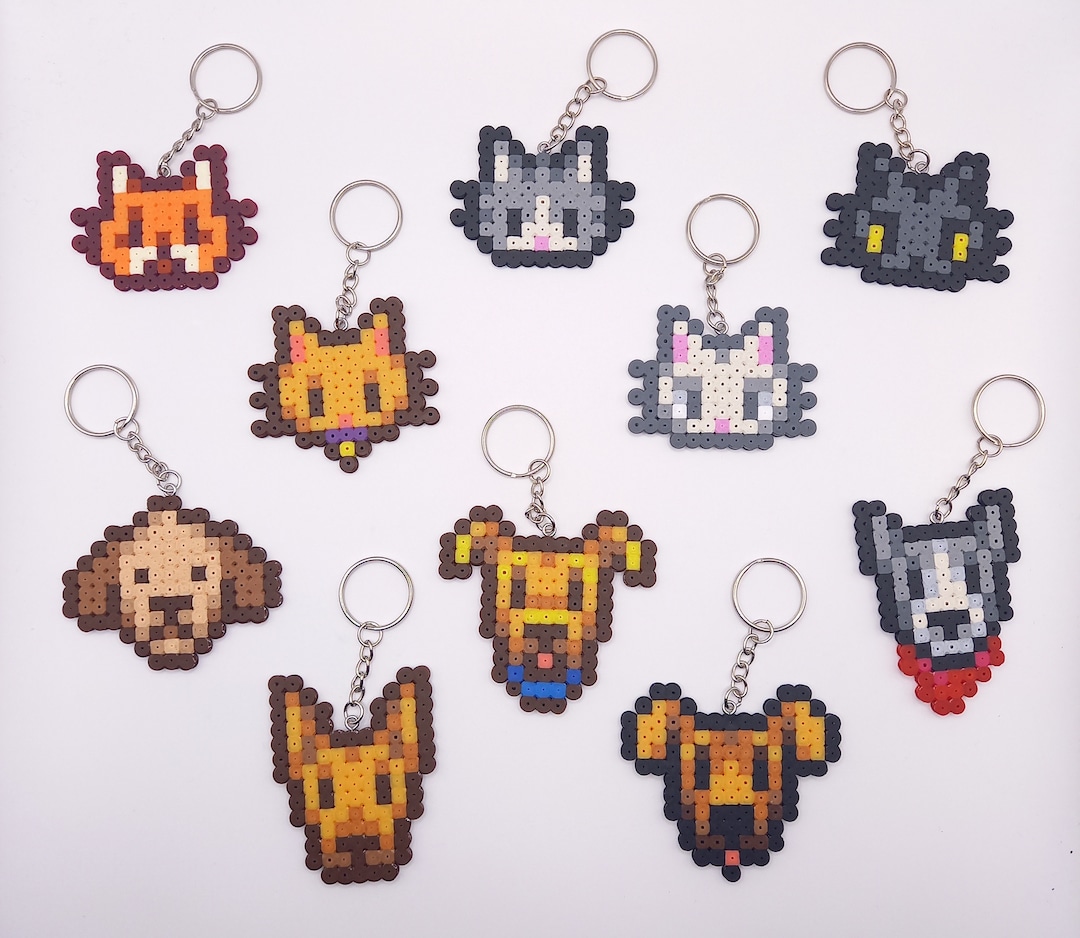 Stardew Valley Cats and Dogs Pets Keychains Made of Iron Beads, Video ...