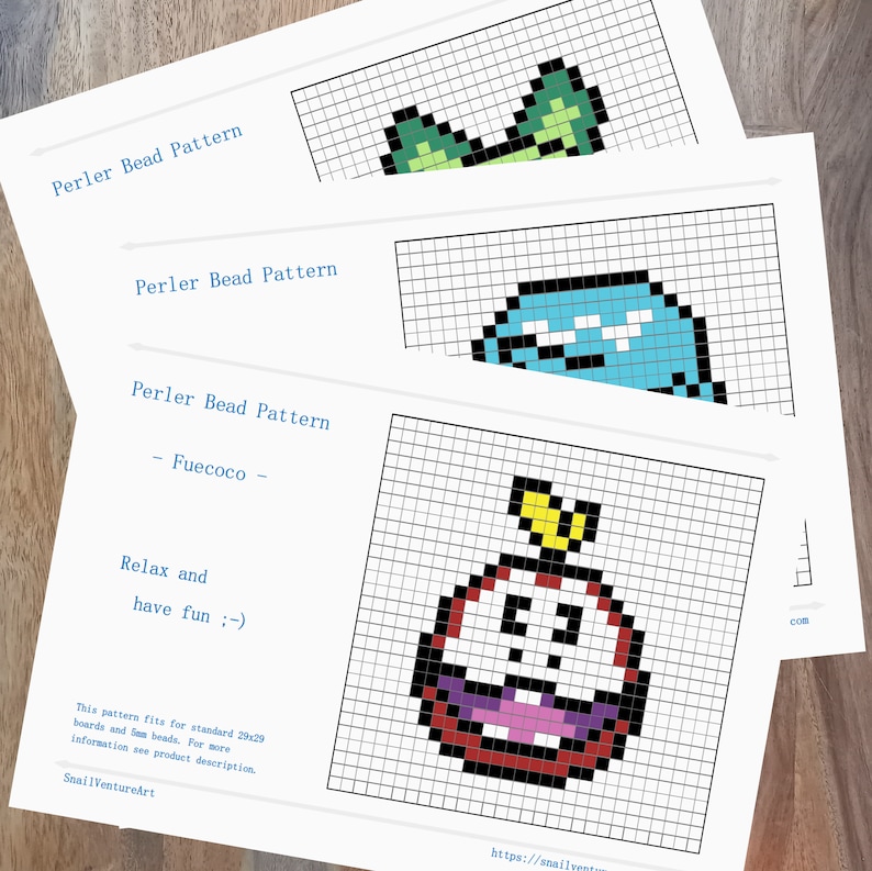 Perler Bead Pattern, Printable, Fuse Bead Templates, Digital File