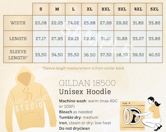 Size Chart Gildan 18500 Mock up Hoodie Sizing for Gildan 18500