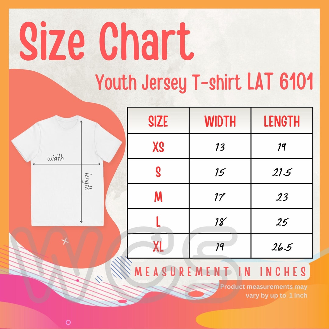 Size Chart Youth LAT 6101 T-shirt Sizing for Youth Jersey - Etsy New ...