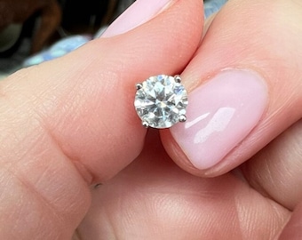 Dainty Moissanite Stud Earrings Lock On Secure Screwback