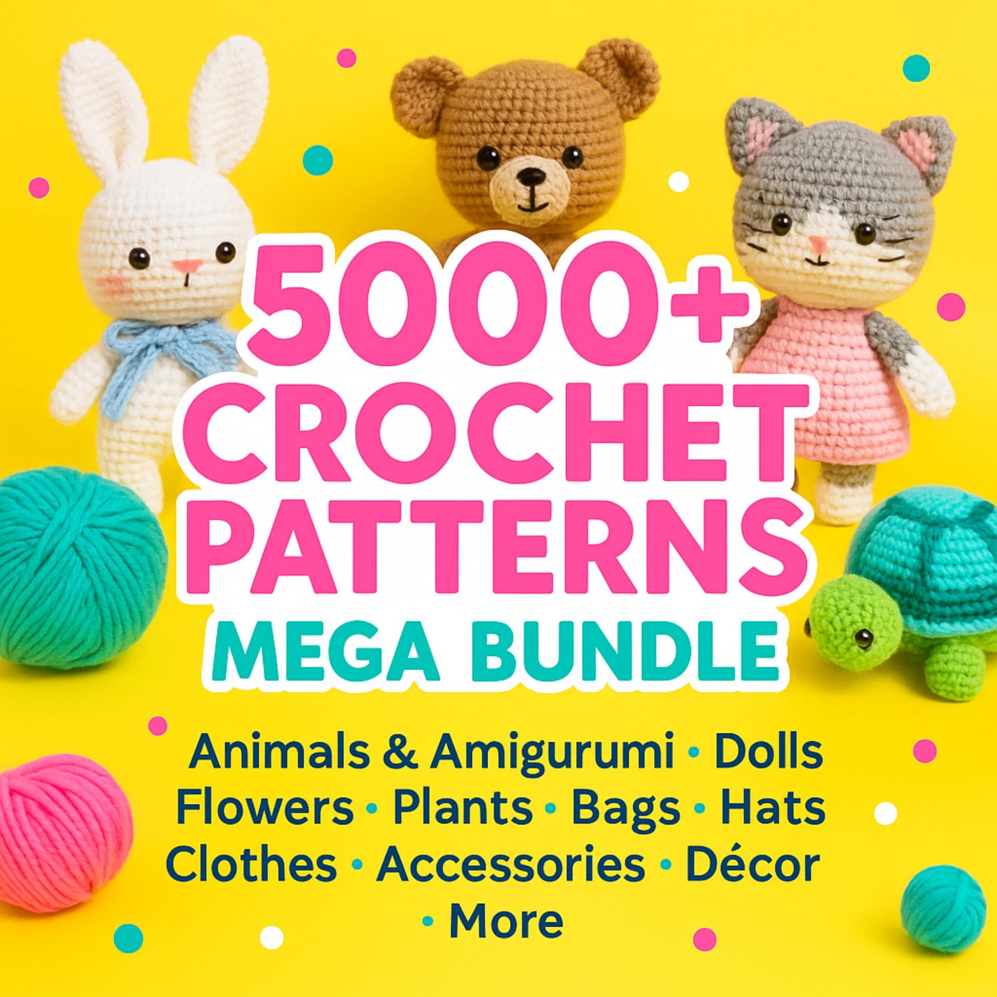 5000+ Crochet Patterns Bundle: Amigurumi, Clothes, Bags, Plushies (Instant Digital Download)