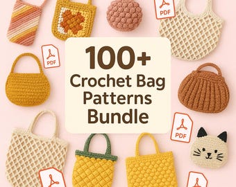 Mega Pacote de Padrões para Bolsas de Crochê: Mais de 100 Modelos em PDF (Download Instantâneo)