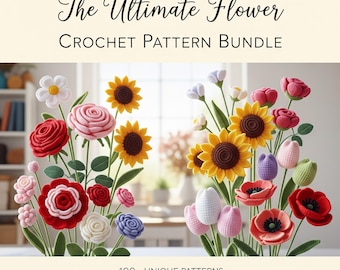 Flower Crochet Pattern Bundle: 100+ Floral Motifs, Appliques (PDF Download Ebook)