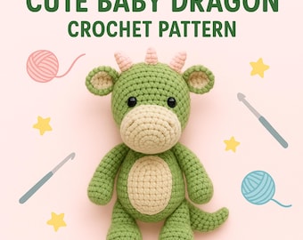 Dragon Crochet Pattern: Amigurumi Plush Toy, No-Sew Option (PDF Download