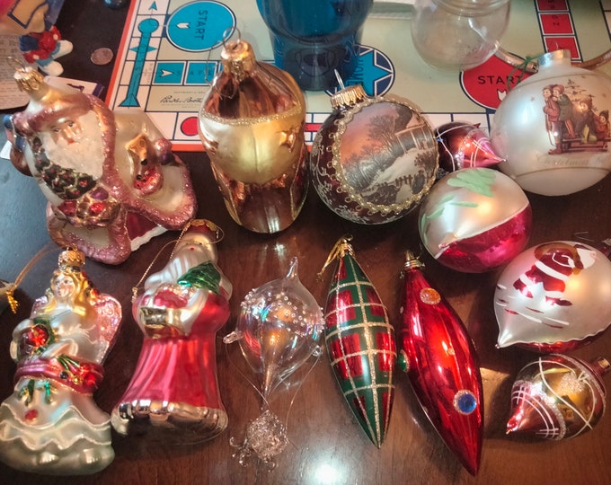 Lot of Vintage Christmas Ornaments Etsy
