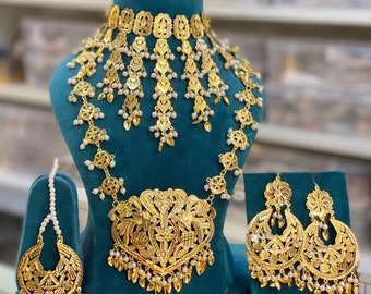 Punjabi Jadau Necklace Set: One Gram Gold Indian Wedding Jewelry