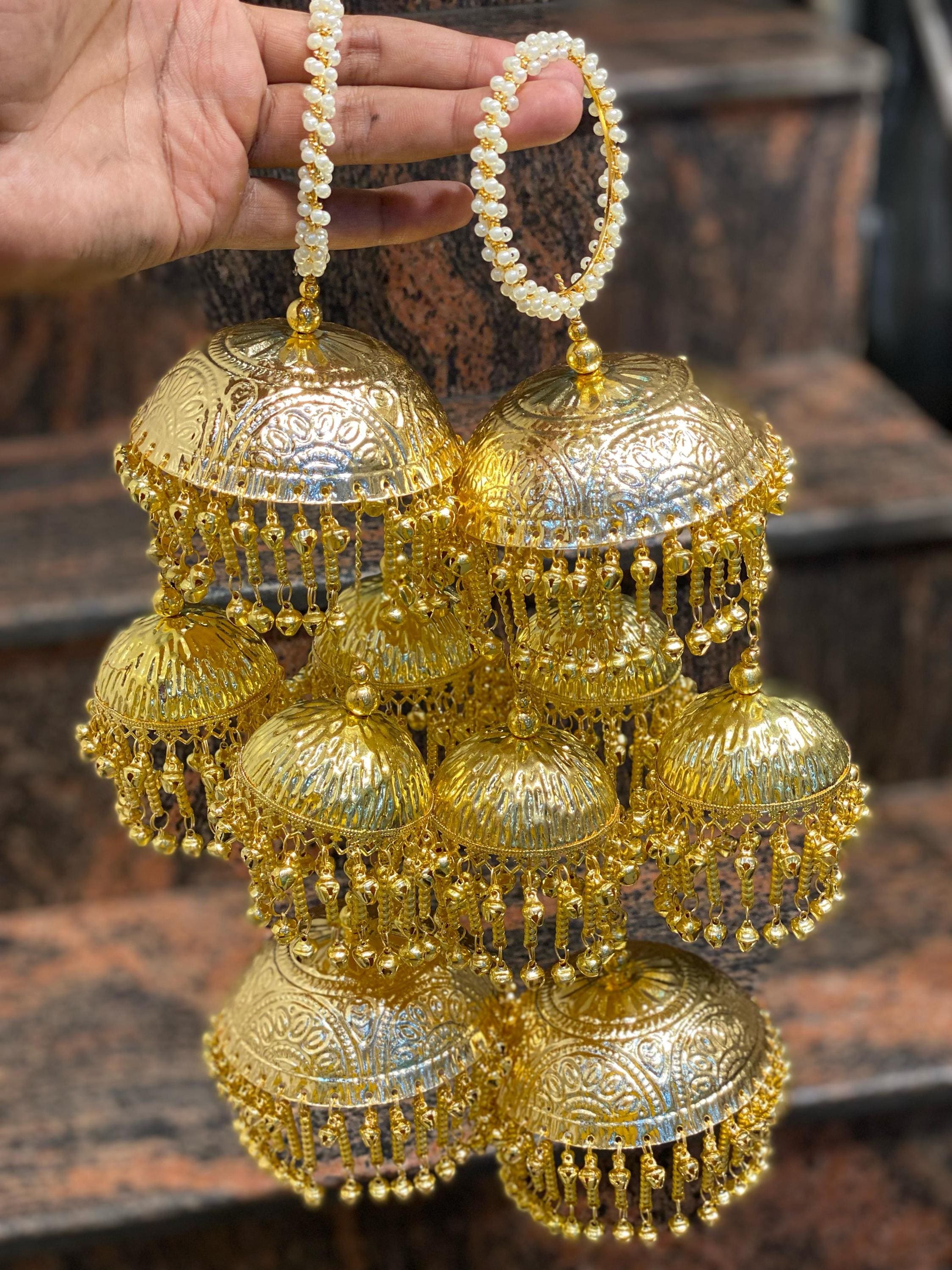 Beautiful Punjabi Gold Plated Kaleeras/ Golden With Pearls Wedding