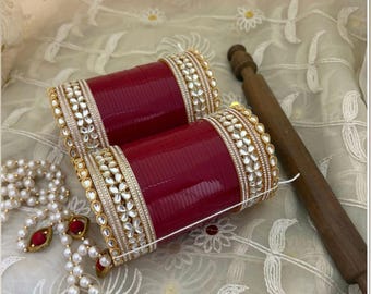 Punjabi Wedding Chooda dla Panny Młodej / Indyjski Wedding Chooda | Bransoletki ślubne dla Panny Młodej / Ślub Sikhów / Panna Młoda Pendżab /