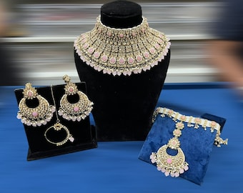 Collar de boda punjabi indio para mujer / collar de gargantilla dorada para boda / joyería punjabi / joyería Nikah / Sangeet / joyería nupcial