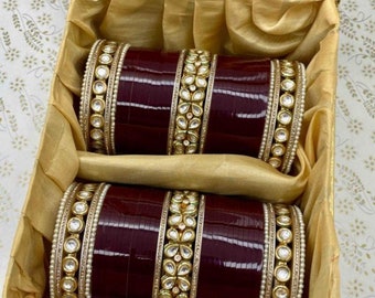 Indian Punjabi Sikh Wedding Chooda / Bridal Chooda/Kundan Bangles / Wedding Chura/Rajwadi Chooda/Wedding Jewelery/Polki Kundan Chooda/