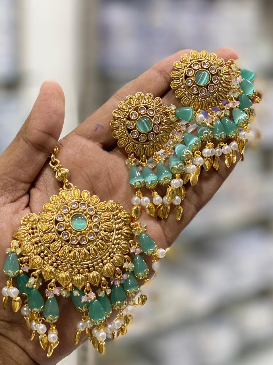 Anjali Earings - Sky Blue at Rs 299/piece | Pearl Earrings | ID:  2851058004088