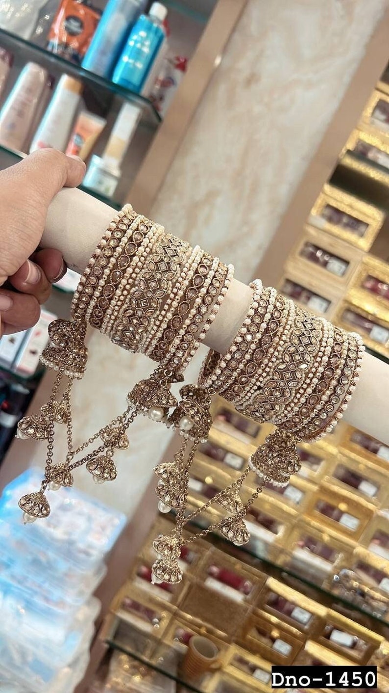 Indian Kundan Gold Polki Bangle Set | Wedding Bangles /pakistani ...