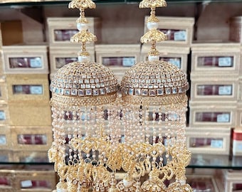 Prachtige Punjabi Jadau-kaleera's/gouden met parels bruiloft bruids kallire voor dames en meisjes | | Bruiloftskallire | Punjabi-sieraden |