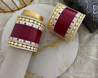 Punjabi Wedding Chooda For Bride |Short Chooda /Indian Wedding Chooda | Wedding Bangles For Bride | American Diamond Chooda/Sikh Wedding/