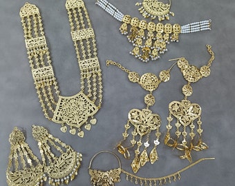 Indian Punjabi Gold Necklace Set / Punjabi Wedding Set / Bridal Necklace Set / One Gram Gold Necklace / Punjabi Necklace Set /Jadau Necklace