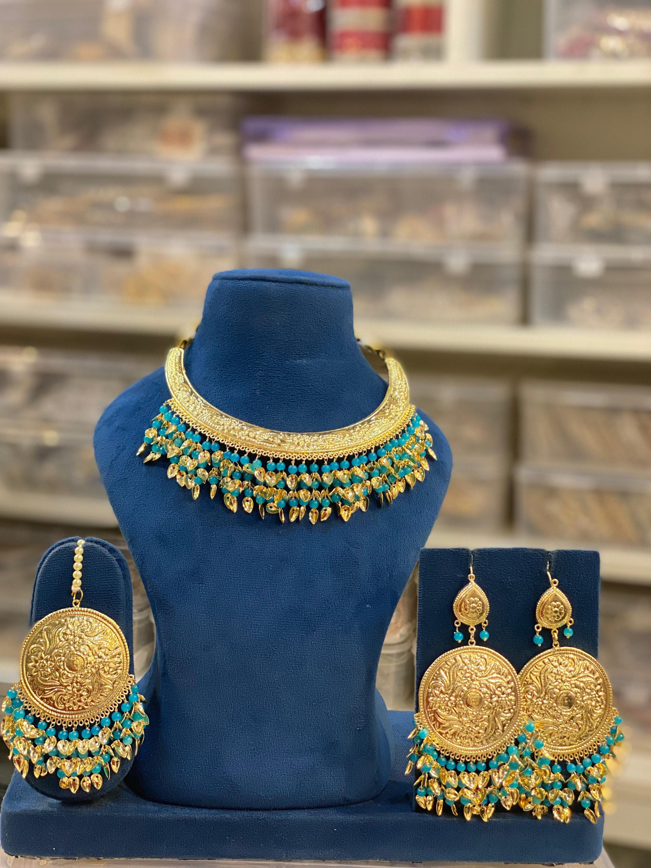 I Jewels Women's 18K Gold Plated Indian Wedding Necklace Set – Kundan Pearl Jewellery With Earrings, Bollywood Style