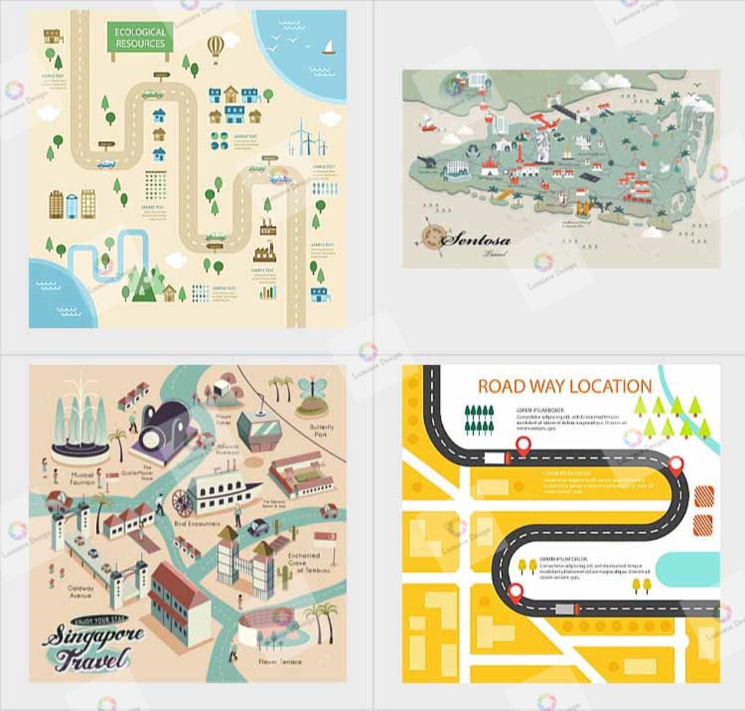 30 2.5D City Map Templates JPG AI Etsy