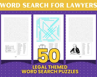 Legal Word Search Puzzles: 50 Attorney-Themed Games (PDF Download)