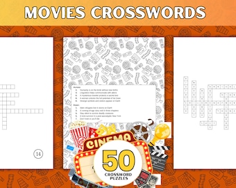 Movie Lovers Crossword Puzzles: 50 Film Trivia Brain Games (PDF Download)