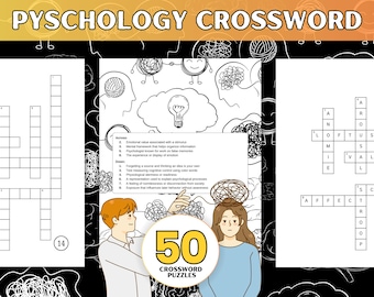 PSYCHOLOGISTS Printable Crossword – 50 Psychology-Themed Puzzles PDF – Brain Games for Students & Professionals – Instant Download