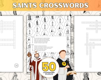 Catholic Saints Crossword Puzzles: 50 Printable Brain Games (PDF Download)