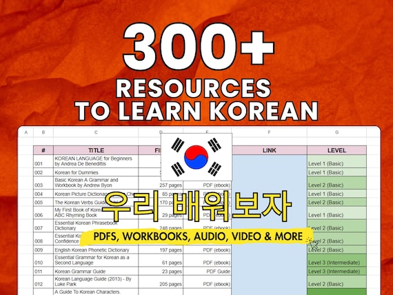 300+ Korean Learning Resources: Ebooks, Videos, Audio (Digital Download)