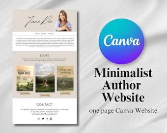 Minimalist Author Website CANVA Template (Digital Download)