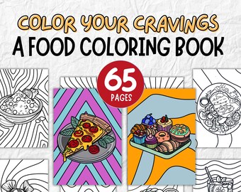 Food Coloring Book: 65 Fun Food Illustrations (Digital Download)